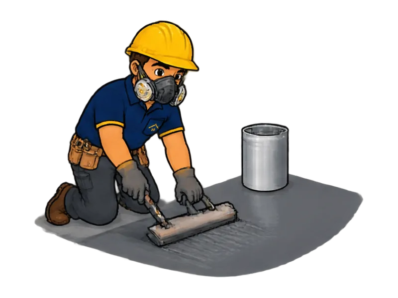 Desenho do técnico do Doutor na Obra fazendo impermeabilização com poliuretano