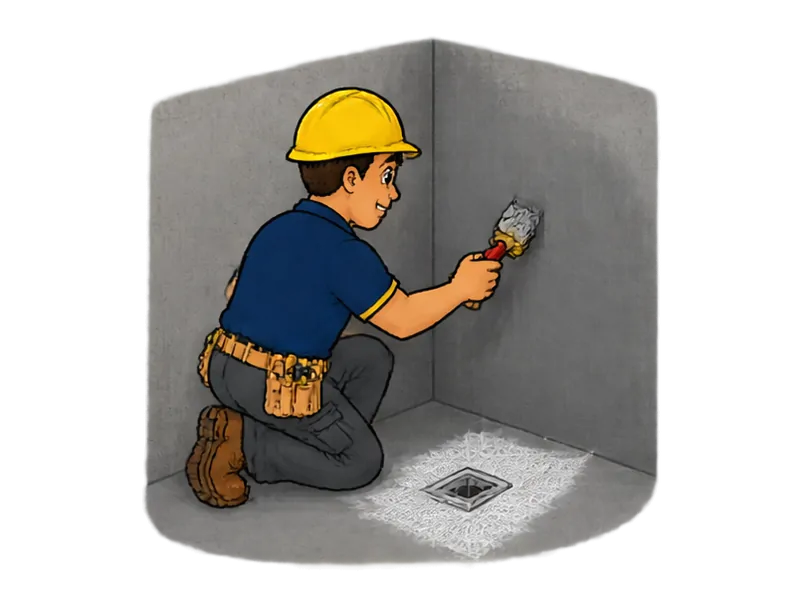 Desenho do técnico do Doutor na Obra fazendo impermeabilização de banheiro e área molhada