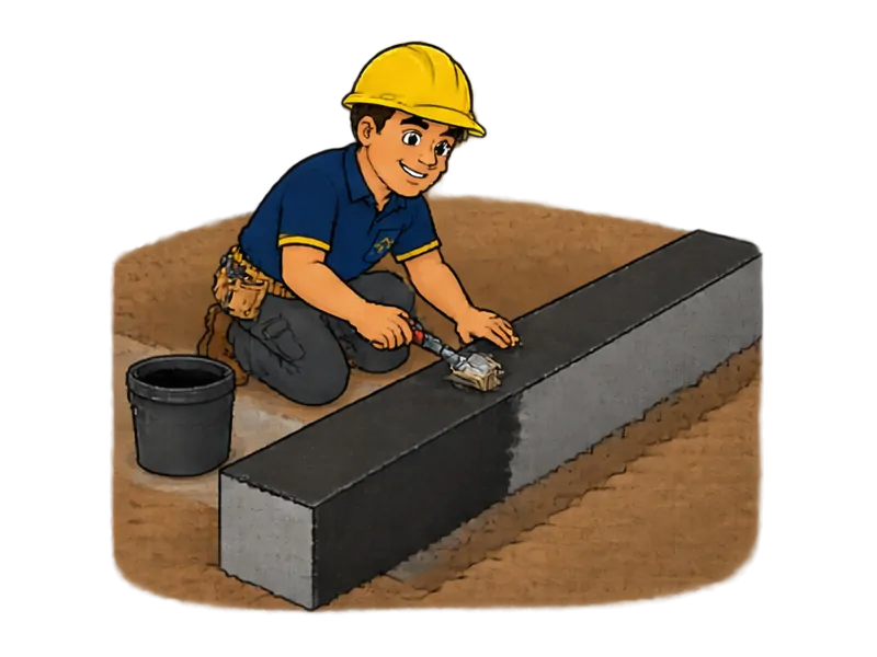 Desenho do técnico do Doutor na Obra fazendo impermeabilização de fundações e baldrame