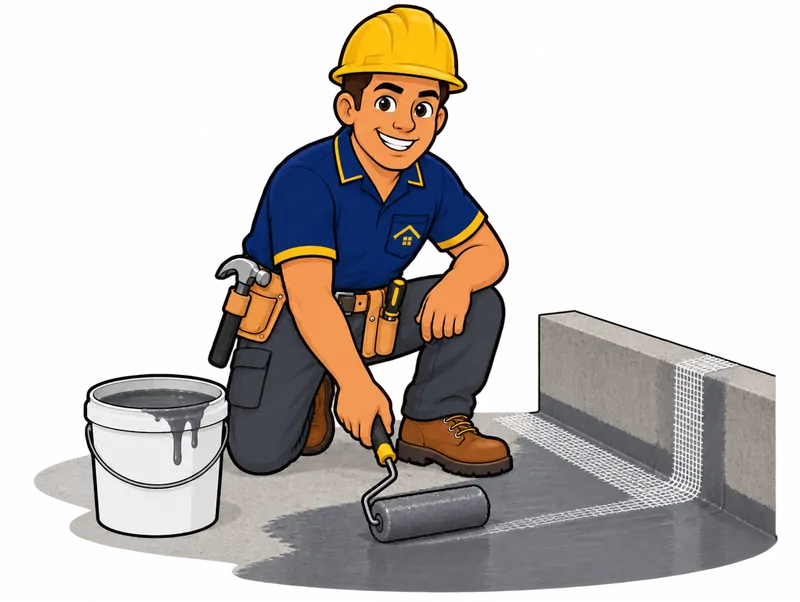 Desenho do técnico do Doutor na Obra fazendo impermeabilização de laje