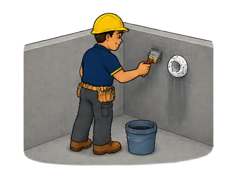 Desenho do técnico do Doutor na Obra fazendo impermeabilização de piscina
