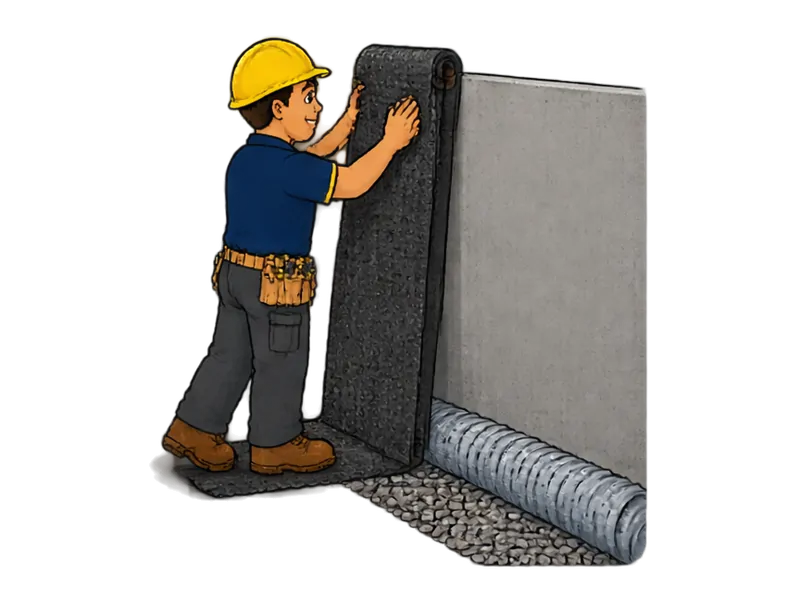 Desenho do técnico do Doutor na Obra fazendo impermeabilização de subsolo e cortina