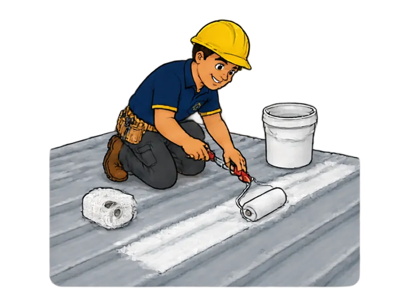 Desenho do técnico do Doutor na Obra fazendo impermeabilização de telhado e cobertura