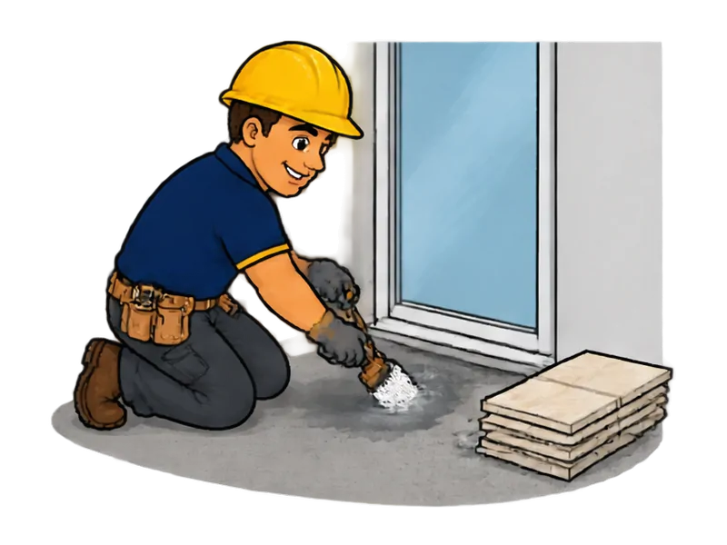 Desenho do técnico do Doutor na Obra fazendo impermeabilização de varanda e área externa