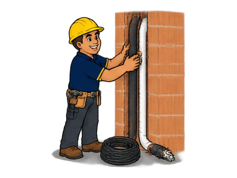 Desenho do técnico do Doutor na Obra fazendo infraestrutura para ar-condicionado (tubulação de cobre, dreno e elétrica)