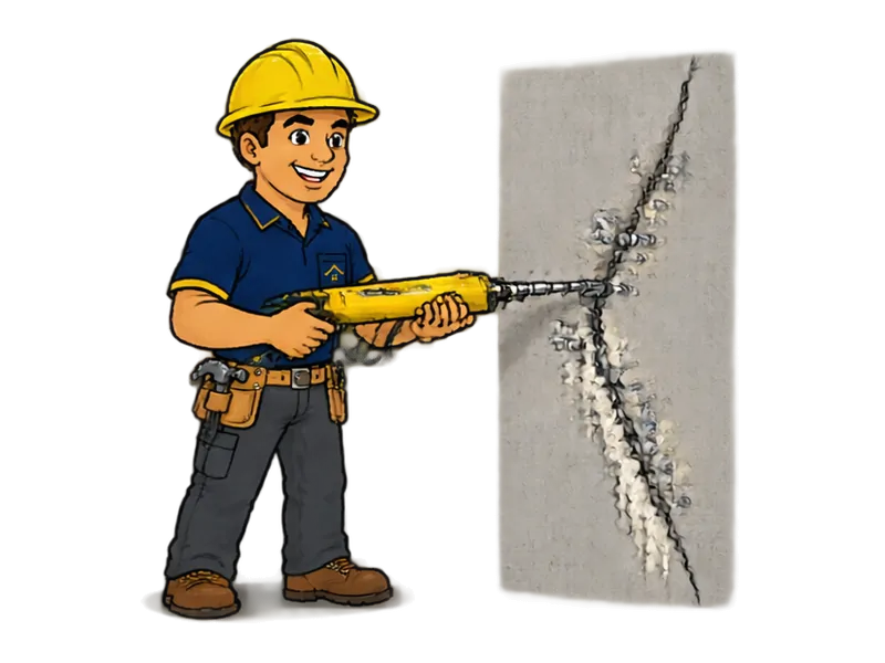Desenho do técnico do Doutor na Obra fazendo injeção em trincas e fissuras