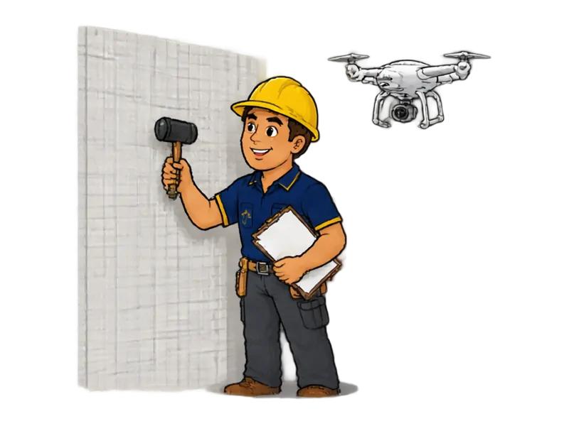 Desenho do técnico do Doutor na Obra fazendo inspeção de fachada
