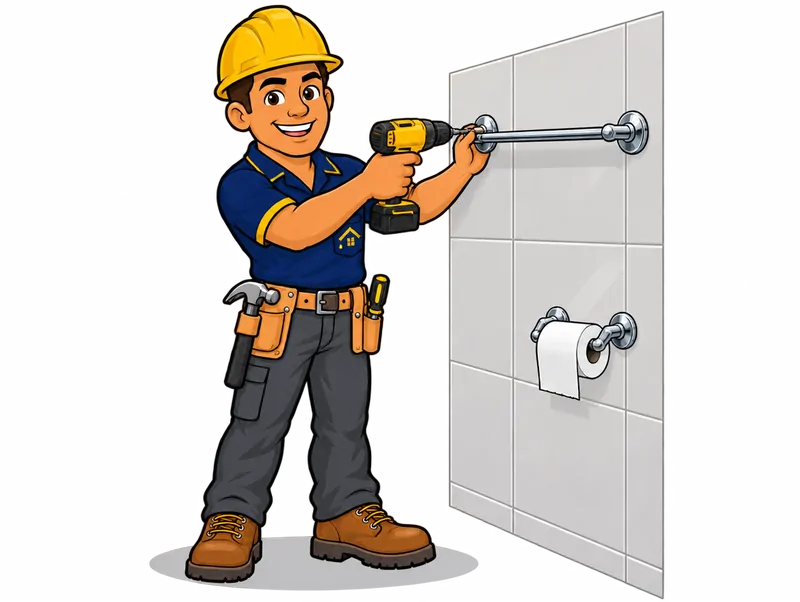 Desenho do técnico do Doutor na Obra fazendo instalação de acessórios de banheiro