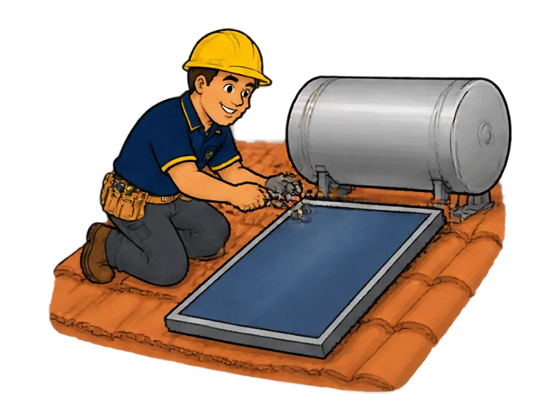 Desenho do técnico do Doutor na Obra fazendo instalação de aquecedor solar de água