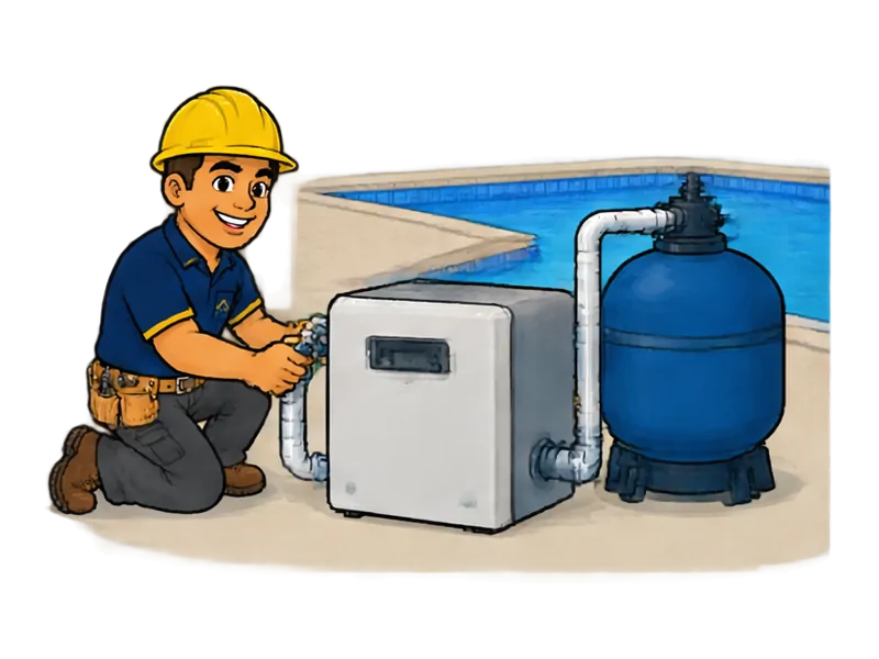 Desenho do técnico do Doutor na Obra fazendo instalação de aquecimento de piscina a gás