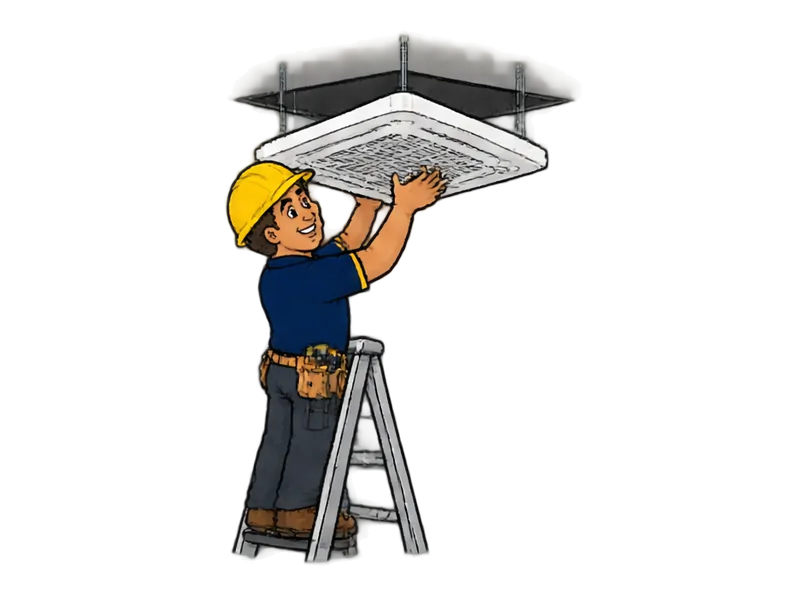 Desenho do técnico do Doutor na Obra fazendo instalação de ar-condicionado cassete