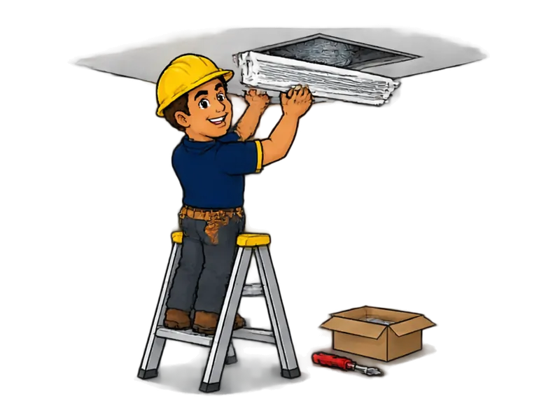 Desenho do técnico do Doutor na Obra fazendo instalação de ar-condicionado duto (embutido)