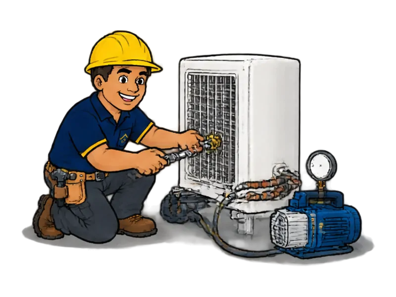 Desenho do técnico do Doutor na Obra fazendo instalação de ar-condicionado inverter