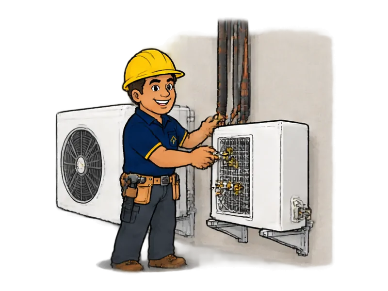 Desenho do técnico do Doutor na Obra fazendo instalação de ar-condicionado multi-split