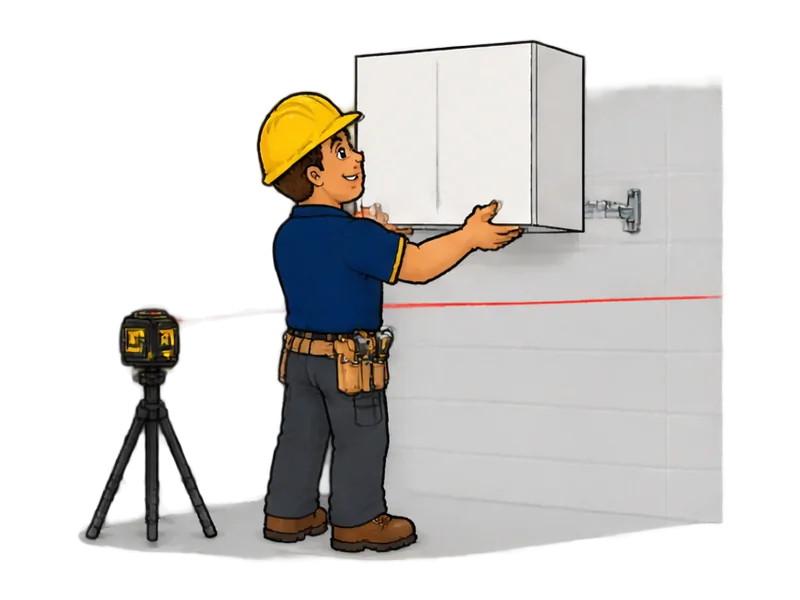 Desenho do técnico do Doutor na Obra fazendo instalação de armários de cozinha