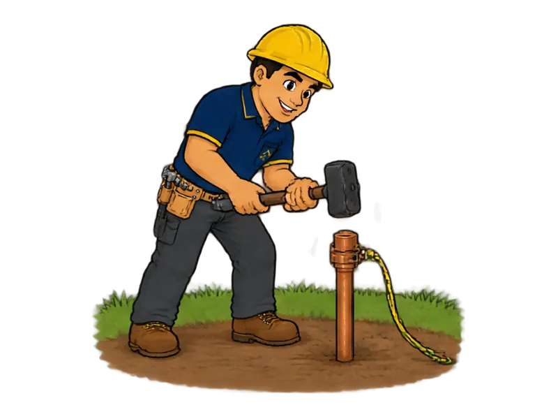 Desenho do técnico do Doutor na Obra fazendo instalação de aterramento