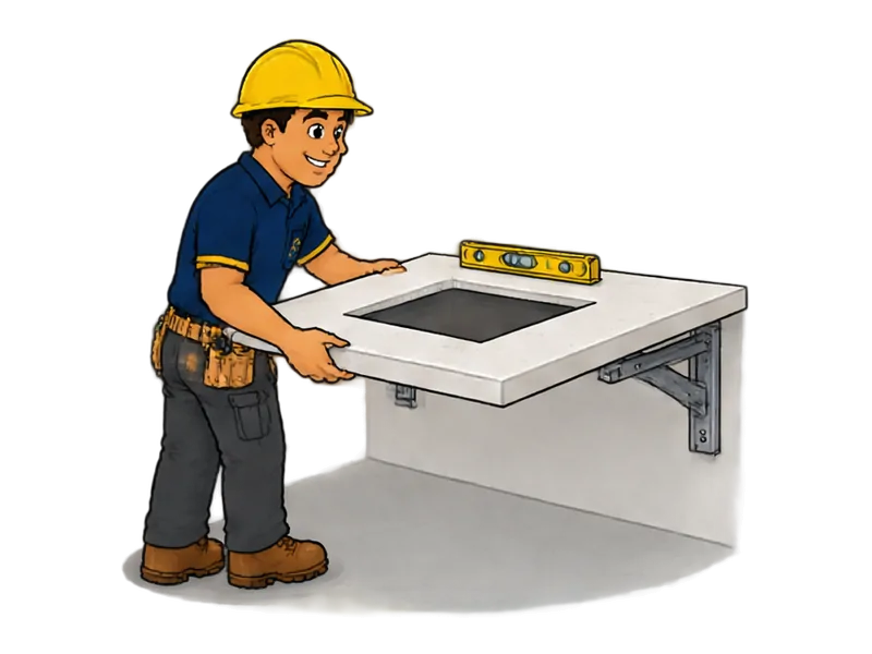 Desenho do técnico do Doutor na Obra fazendo instalação de bancada de granito, mármore e quartzo