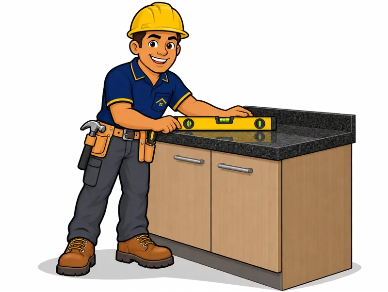 Desenho do técnico do Doutor na Obra fazendo instalação de bancada
