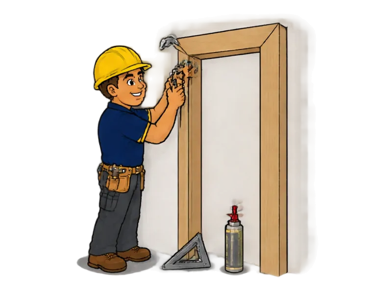 Desenho do técnico do Doutor na Obra fazendo instalação de batentes e guarnições