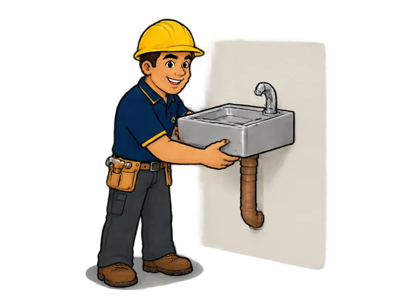Desenho do técnico do Doutor na Obra fazendo instalação de bebedouro