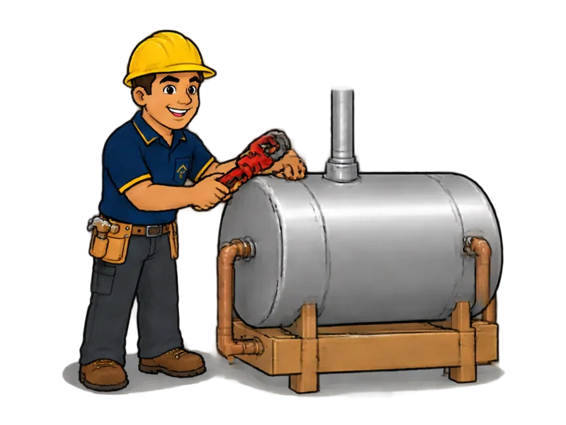 Desenho do técnico do Doutor na Obra fazendo instalação de boiler e acumulador de água quente