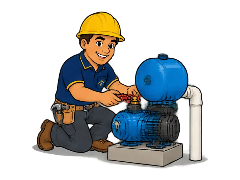Desenho do técnico do Doutor na Obra fazendo instalação de bomba d'água e hidropneumático