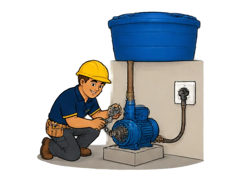 Desenho do técnico do Doutor na Obra fazendo instalação de bomba pressurizadora