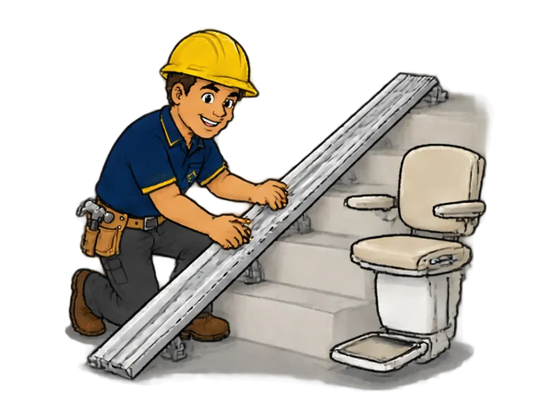 Desenho do técnico do Doutor na Obra fazendo instalação de cadeira elevatória para escadas