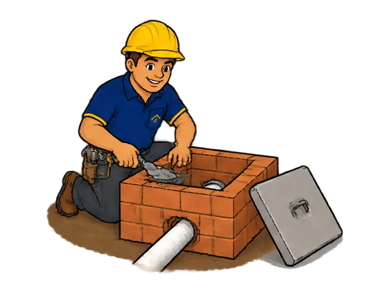 Desenho do técnico do Doutor na Obra fazendo instalação de caixas de inspeção e passagem