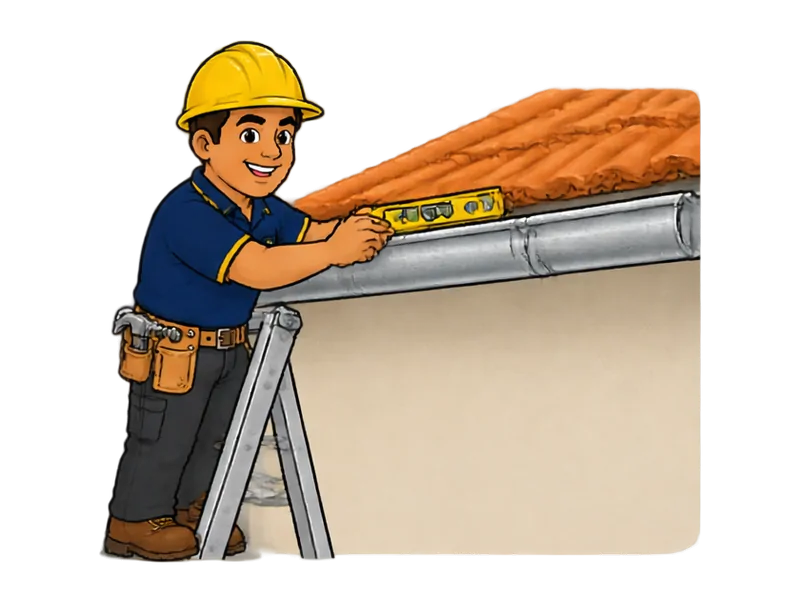 Desenho do técnico do Doutor na Obra fazendo instalação de calhas