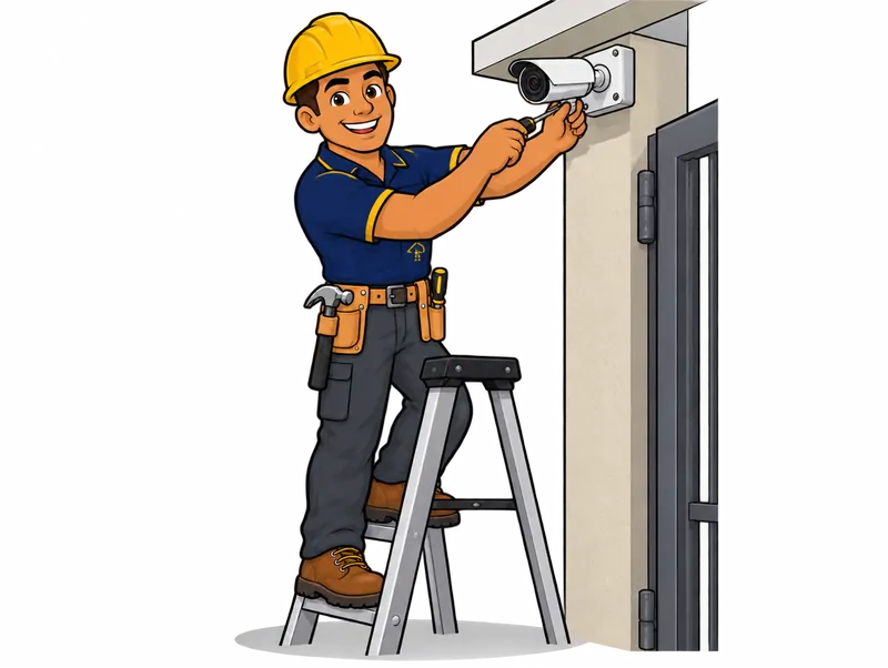 Desenho do técnico do Doutor na Obra fazendo instalação de câmeras de segurança