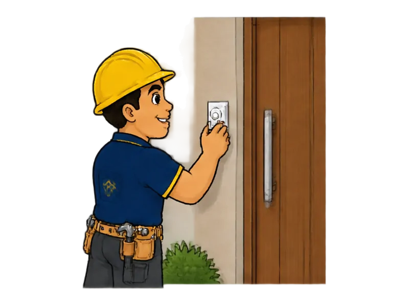 Desenho do técnico do Doutor na Obra fazendo instalação de campainha