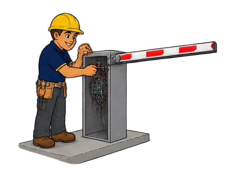 Desenho do técnico do Doutor na Obra fazendo instalação de cancela e barreira