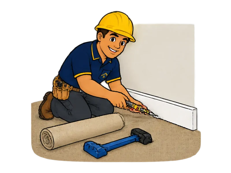 Desenho do técnico do Doutor na Obra fazendo instalação de carpete