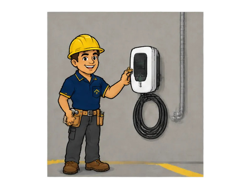 Desenho do técnico do Doutor na Obra fazendo instalação de carregadores em condomínio