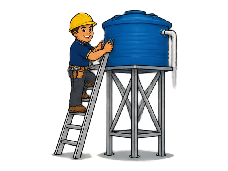 Desenho do técnico do Doutor na Obra fazendo instalação de castelo d'água