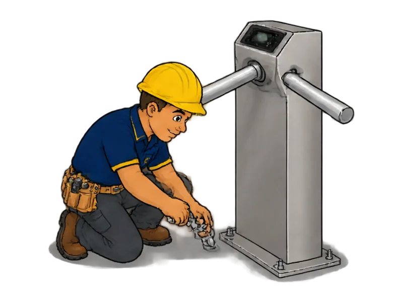 Desenho do técnico do Doutor na Obra fazendo instalação de catracas