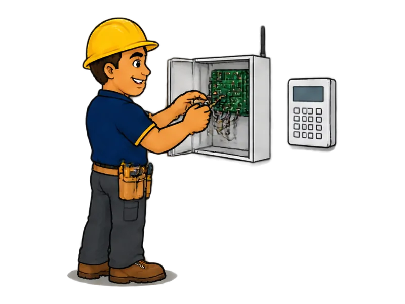 Desenho do técnico do Doutor na Obra fazendo instalação de central de alarme monitorada
