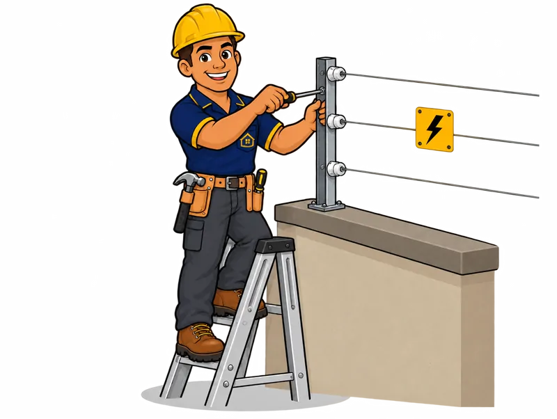 Desenho do técnico do Doutor na Obra fazendo instalação de cerca elétrica