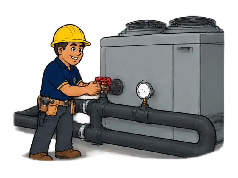 Desenho do técnico do Doutor na Obra fazendo instalação de chiller e fan coil