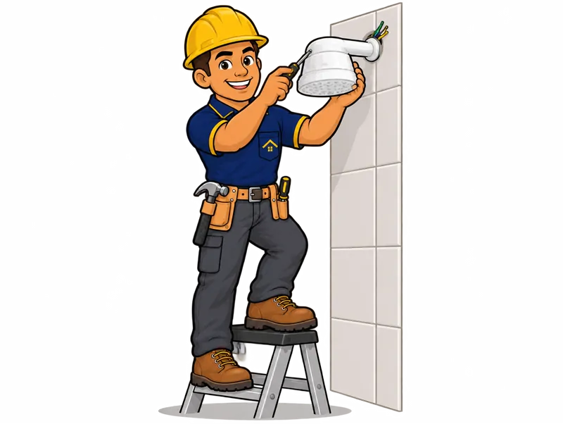 Desenho do técnico do Doutor na Obra fazendo instalação de chuveiro
