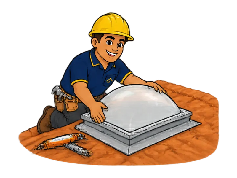 Desenho do técnico do Doutor na Obra fazendo instalação de claraboias e domos