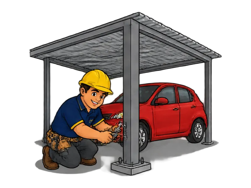 Desenho do técnico do Doutor na Obra fazendo instalação de cobertura para garagem e carport
