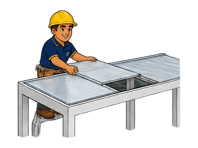 Desenho do técnico do Doutor na Obra fazendo instalação de cobertura retrátil