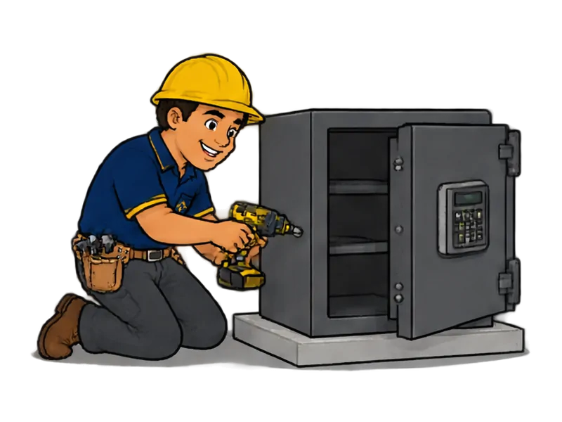 Desenho do técnico do Doutor na Obra fazendo instalação de cofres e portas de segurança