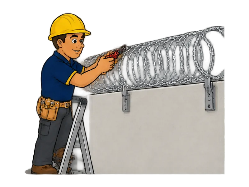 Desenho do técnico do Doutor na Obra fazendo instalação de concertina e cerca perimetral
