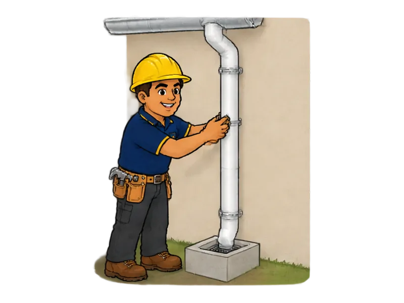 Desenho do técnico do Doutor na Obra fazendo instalação de condutores pluviais