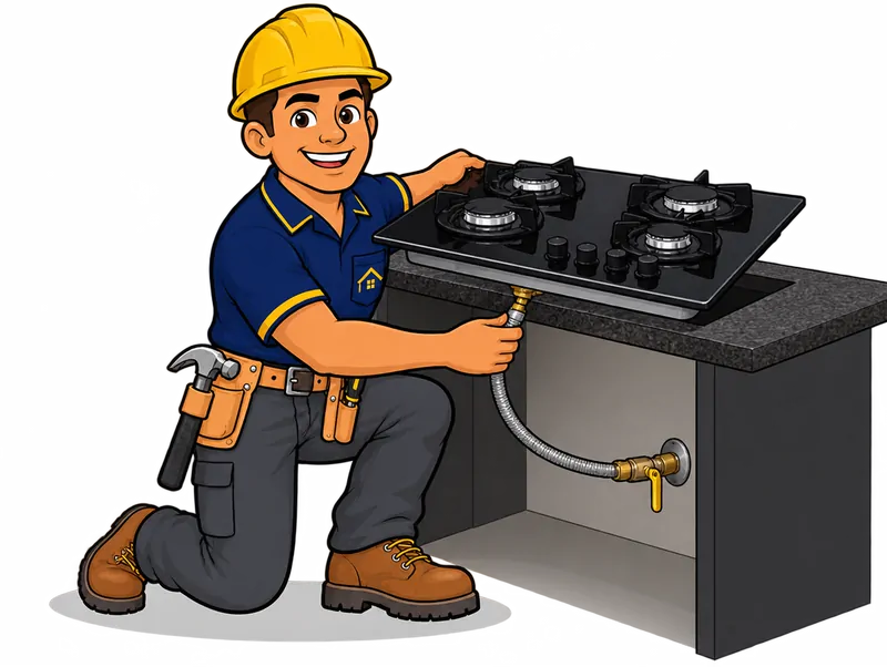 Desenho do técnico do Doutor na Obra fazendo instalação de cooktop a gás