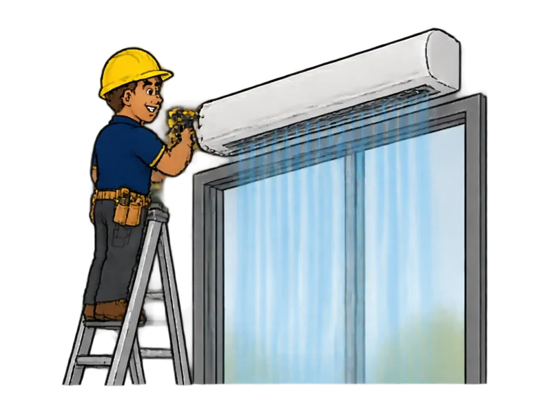 Desenho do técnico do Doutor na Obra fazendo instalação de cortina de ar