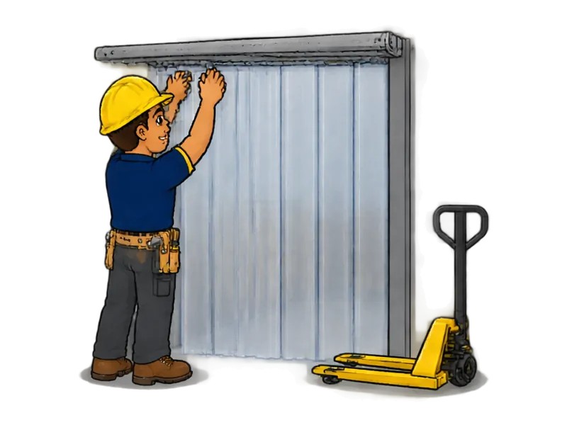 Desenho do técnico do Doutor na Obra fazendo instalação de cortinas industriais e de PVC